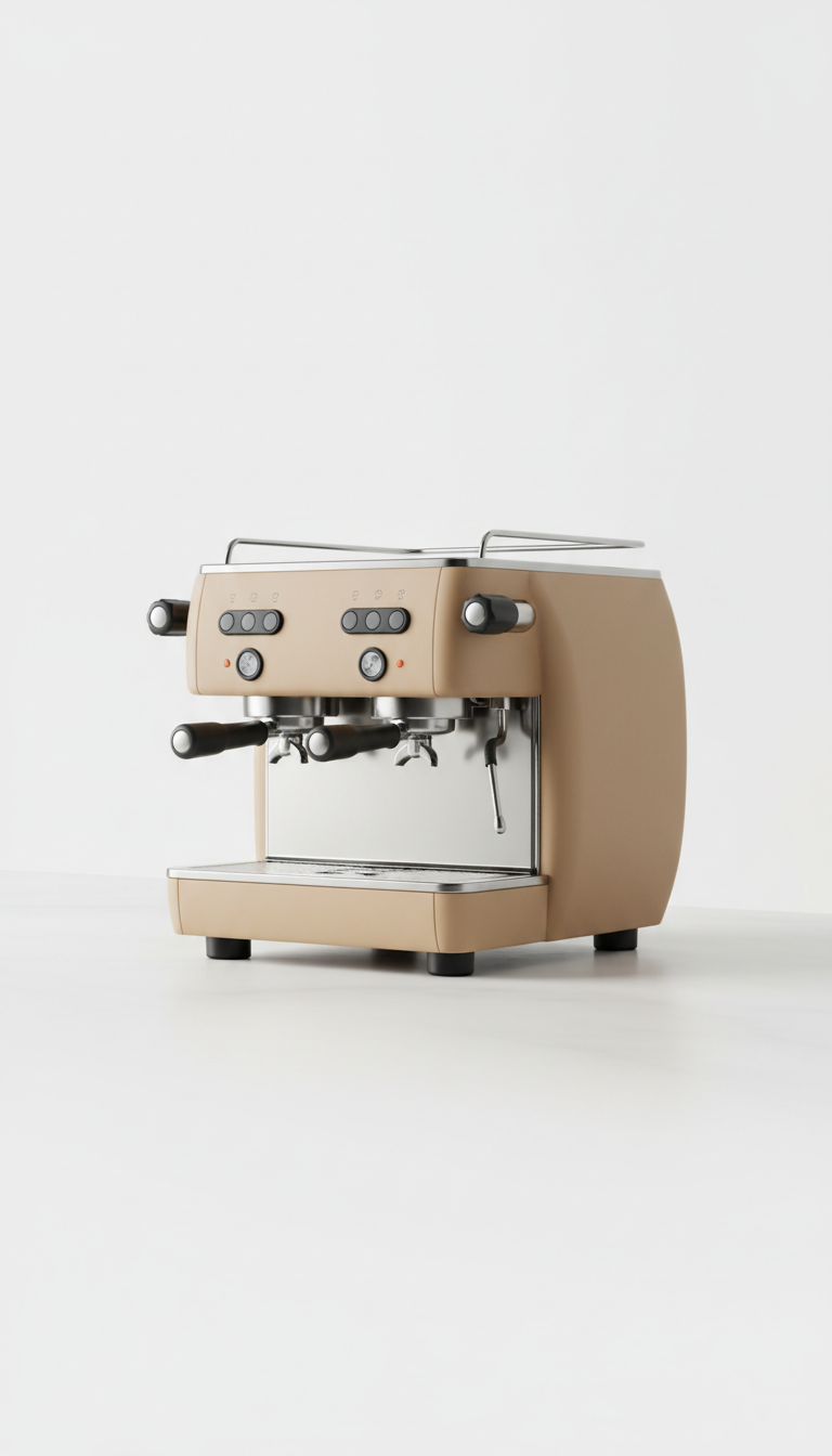 Professional dual-boiler espresso machine, warm sand finish