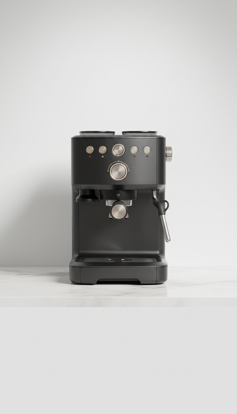 Charcoal black all-in-one espresso machine
